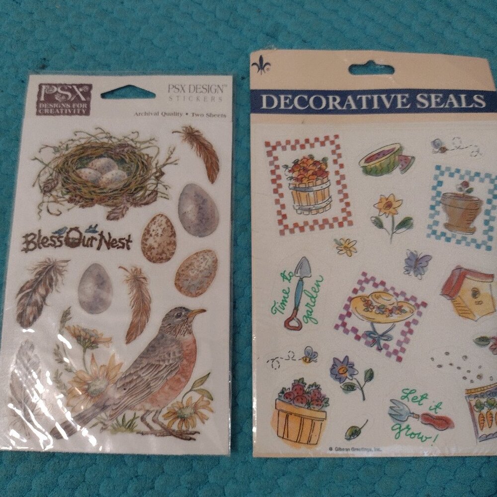 NEW 2 packs of gardening and bird theme stickers - PSX Designs